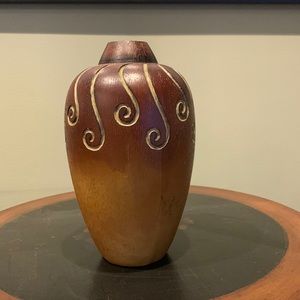 Wooden vase 11 inches tall 6 inches wide